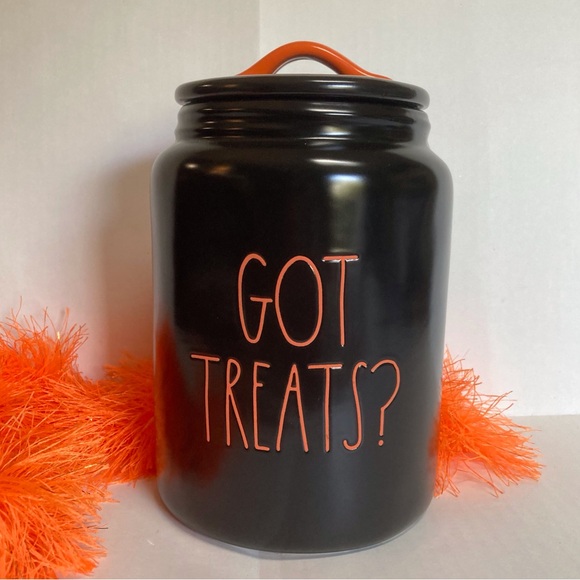 Halloween Black & Orange Treat Jar Rae Dunn NEW - Picture 1 of 4